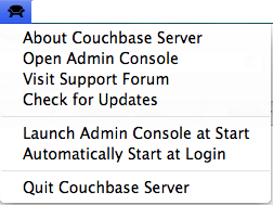 Mac OS Xのメニューバー項目のCouchbase Server