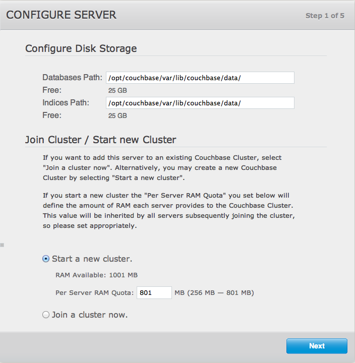 Couchbase Serverのセットアップ — ステップ1(新規クラスタ)