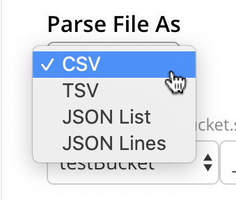 The Parse File As menu