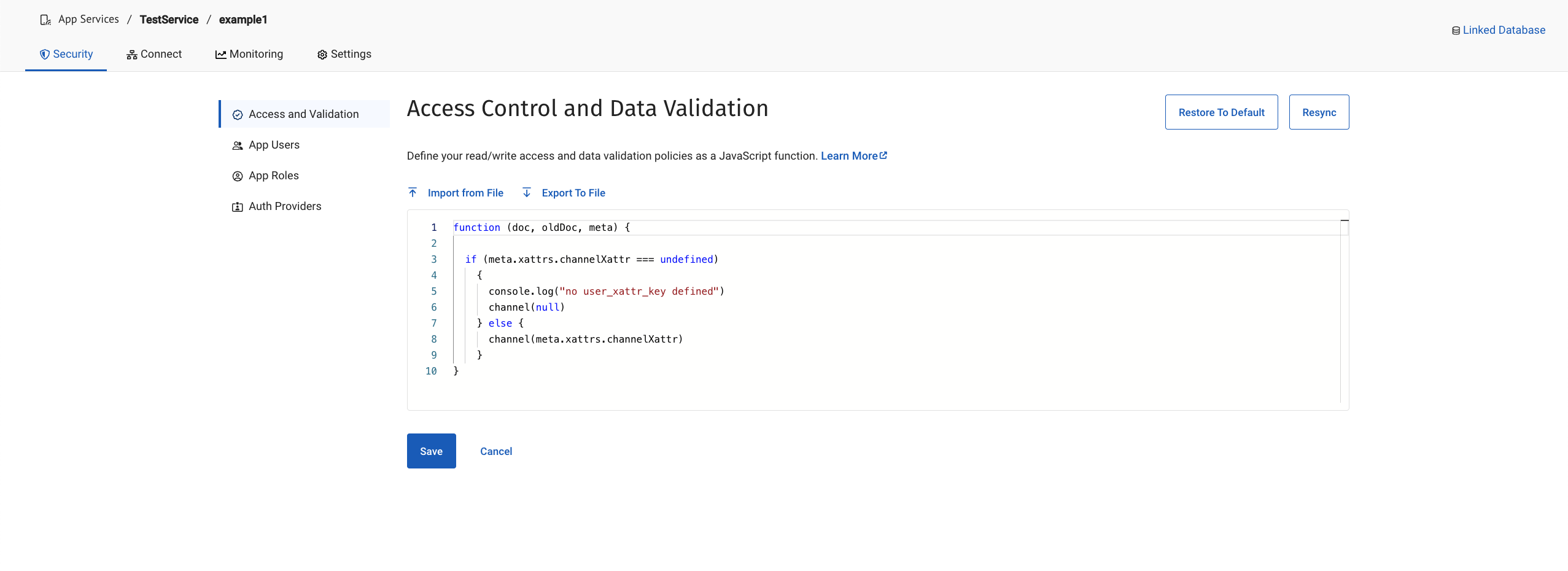 Updating the Access Control and Data Validation function