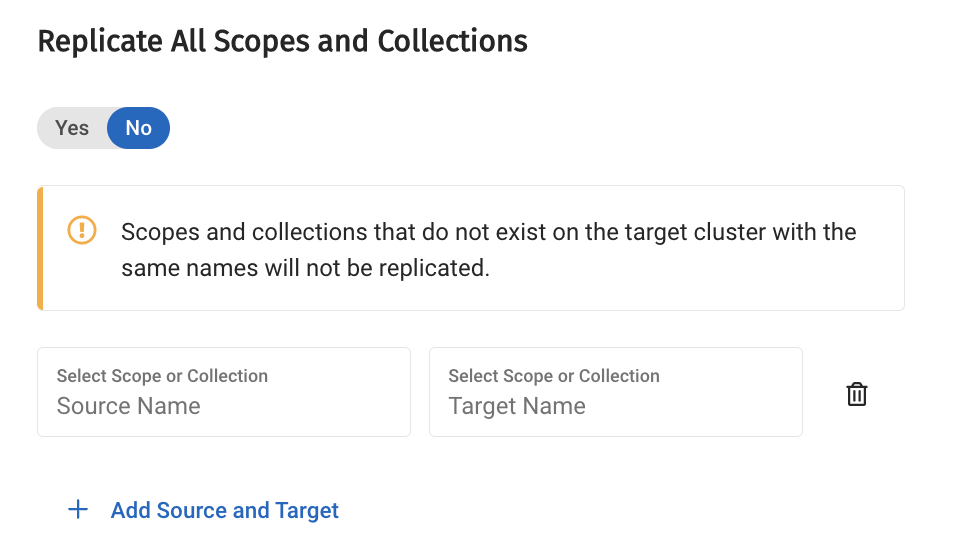 Establishing a target scope and collection for replication.