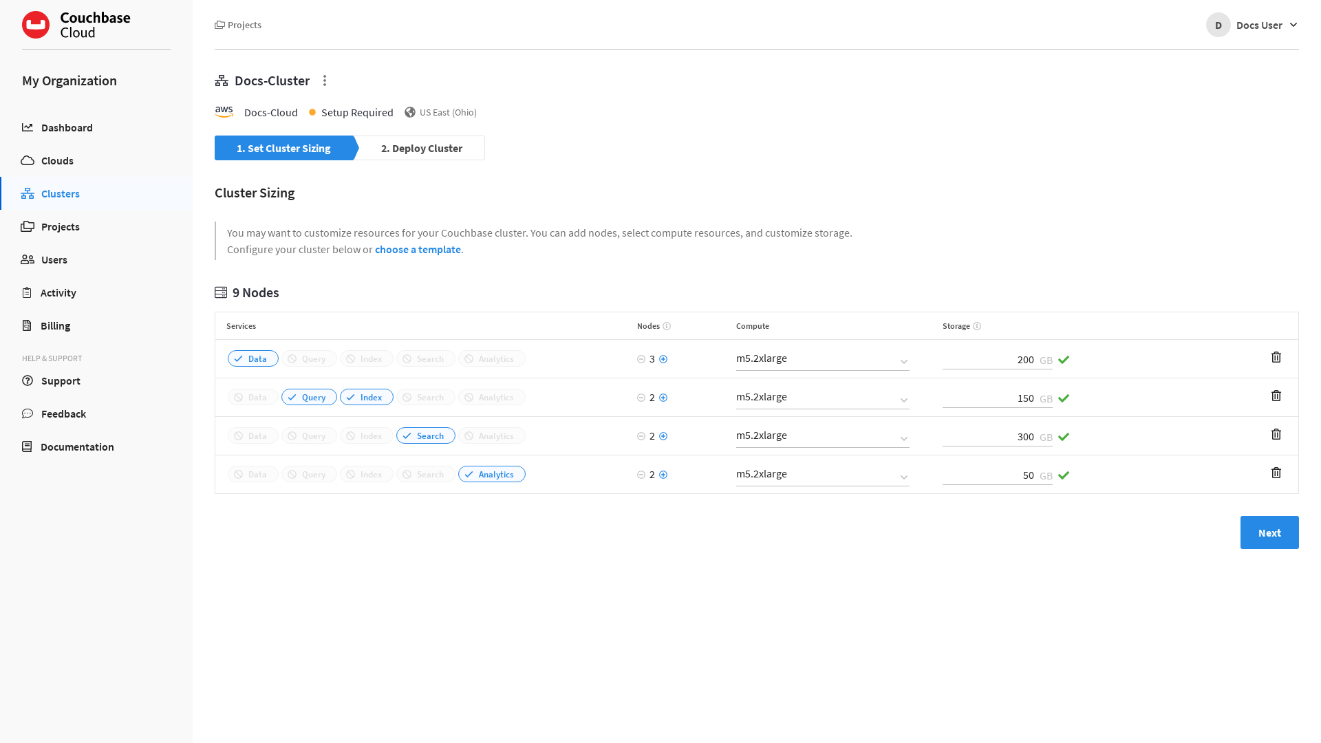 The Custom Deployment mode screen.