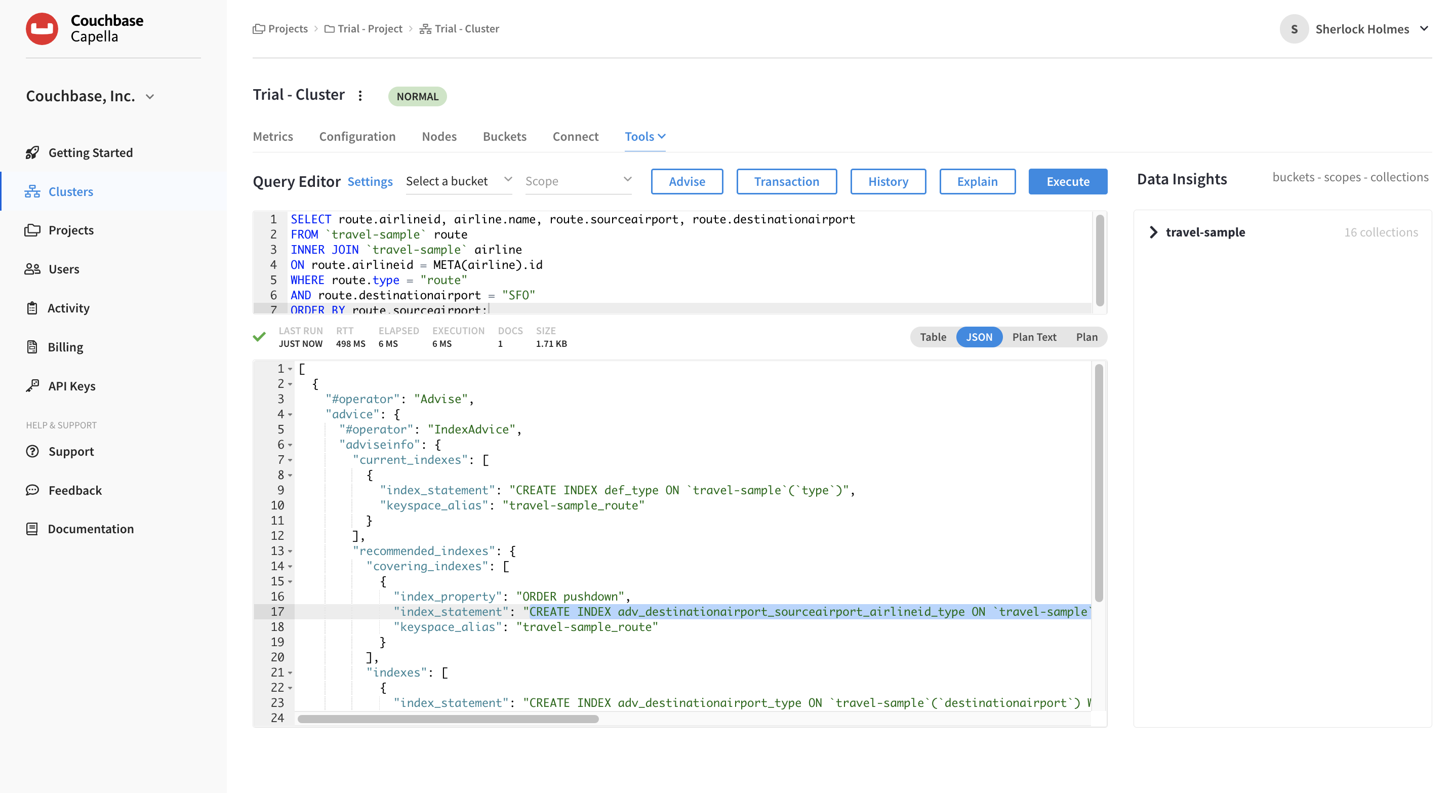 Query Data with Query Workbench Couchbase Docs