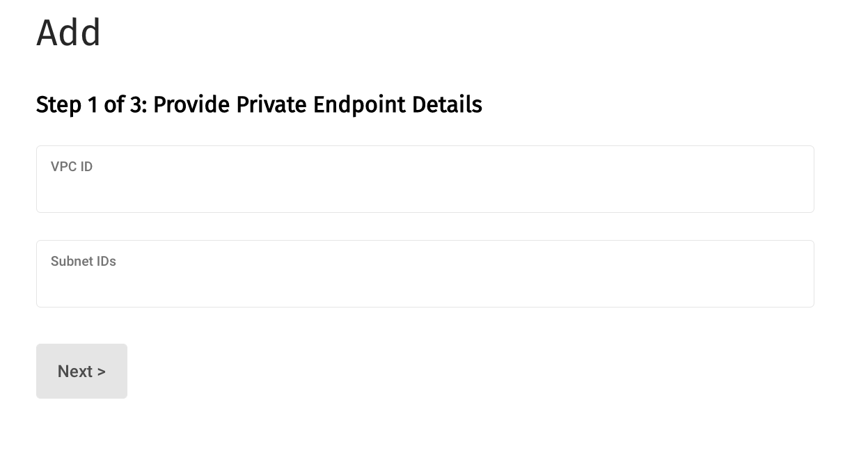 The Add Private Endpoint details dialog.