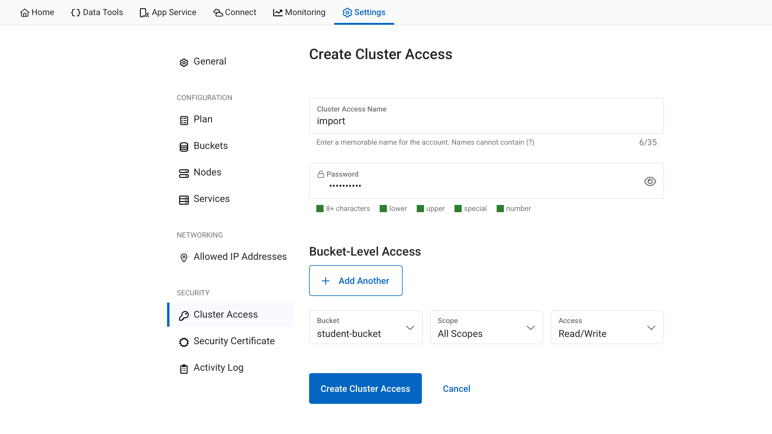 completed access page