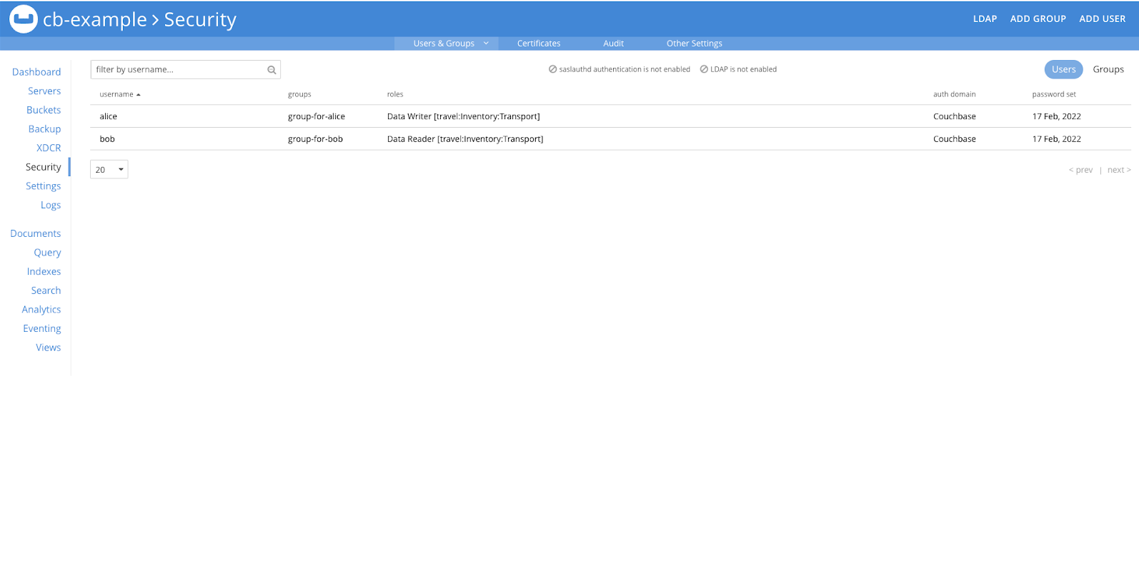 rbac users single scope coll