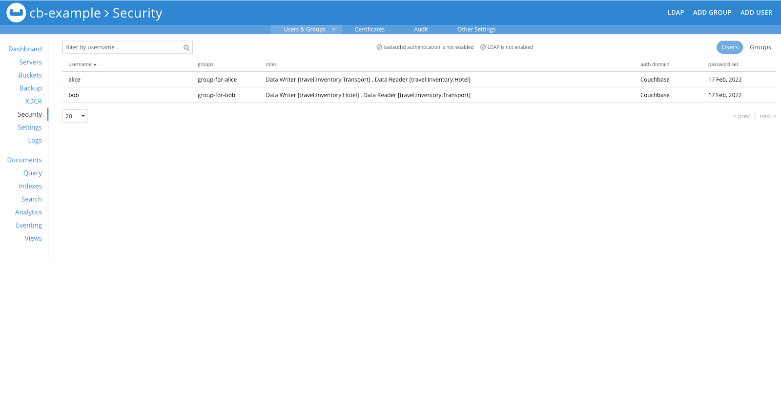 rbac users single scope multiple coll