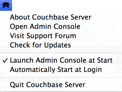 Mac OS X — メニューバー項目上でのCouchbase Server
