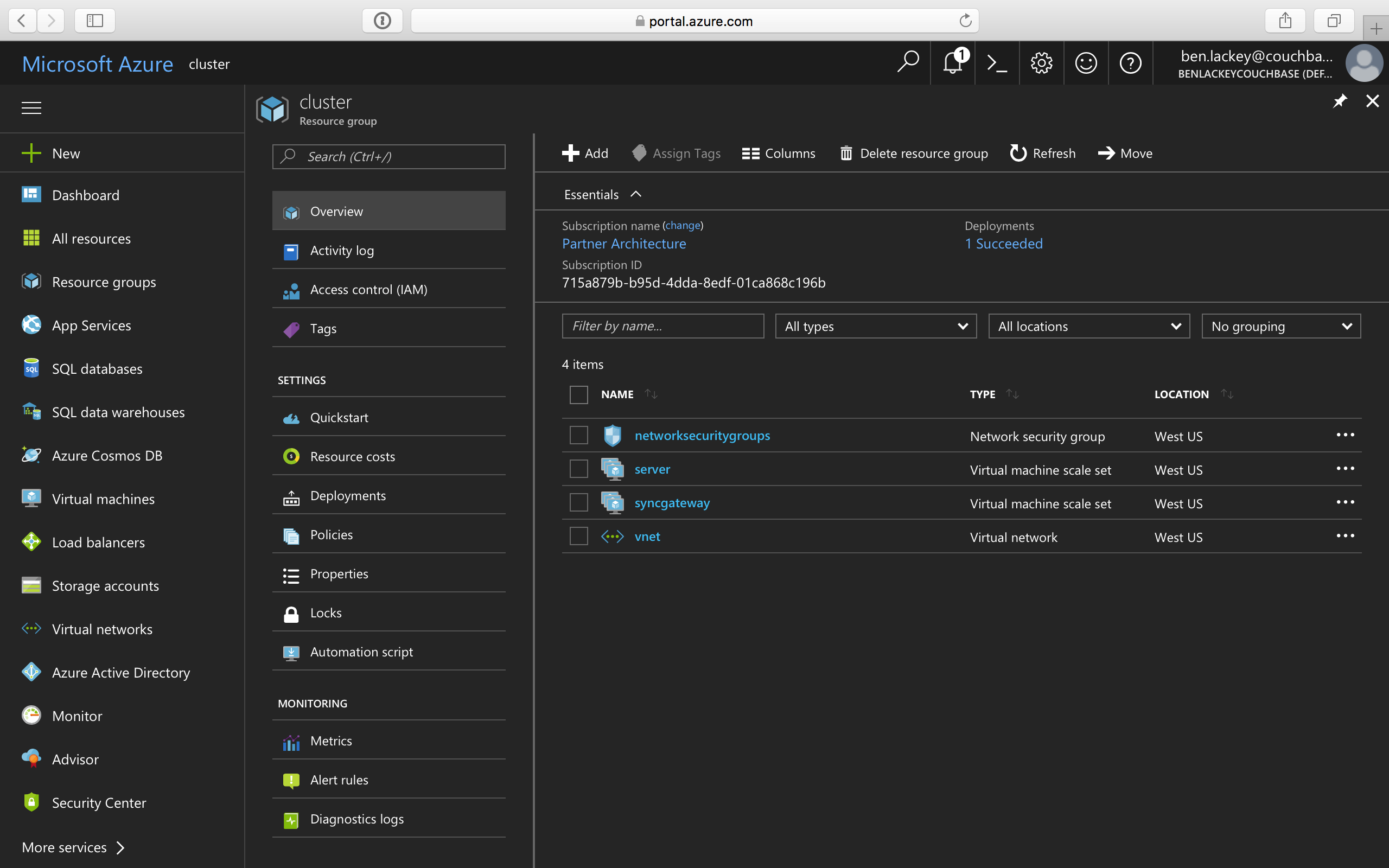 azure cb rg cluster overview
