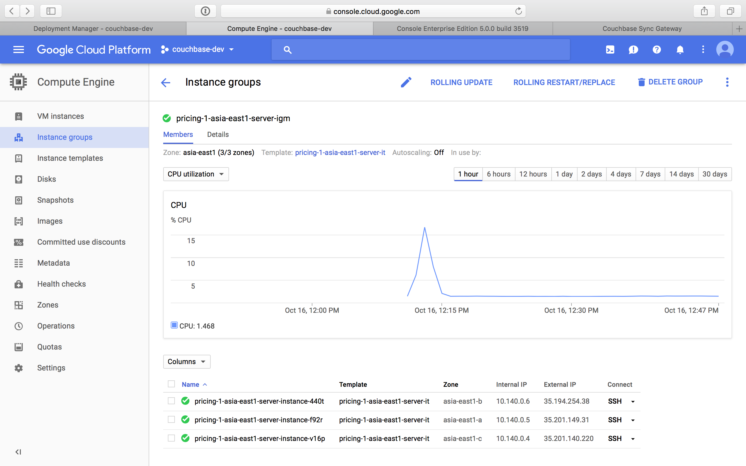 gcp server instance group members