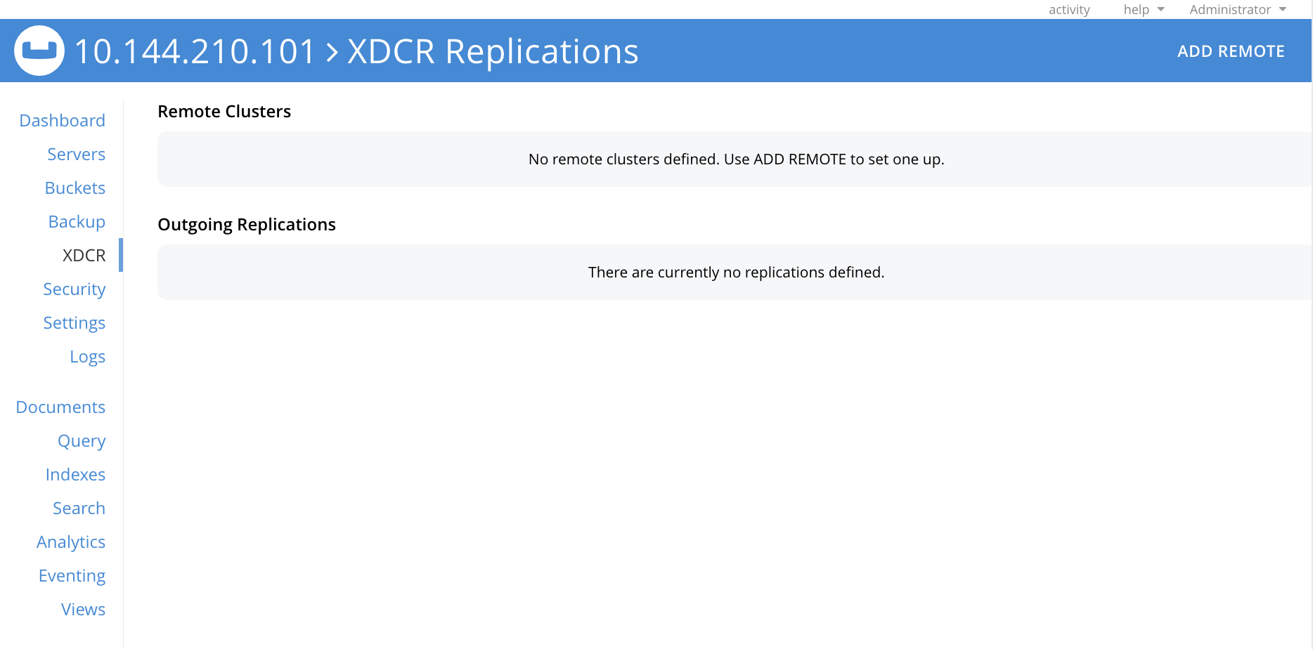 xdcr replications screen initial