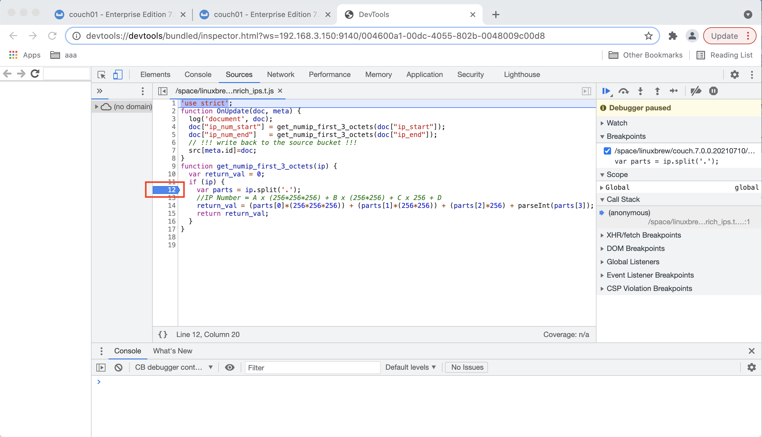 debugger 10 chrome breakpoint