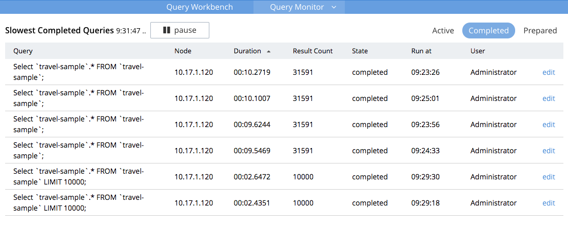 query monitor completed