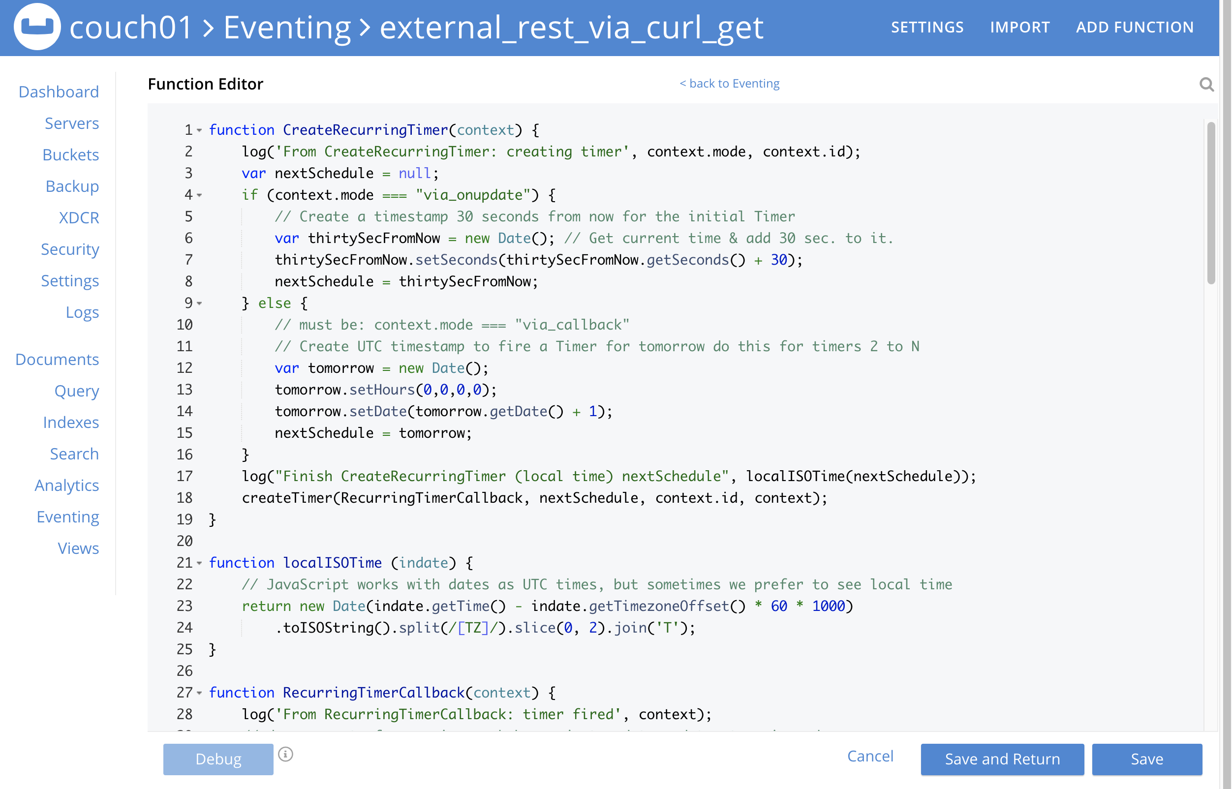 ext rest via curl 03 editor with code