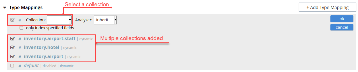 fts type mappings multiple collections