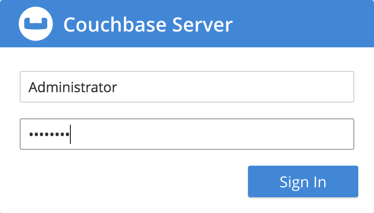 The Couchbase Server login dialog
