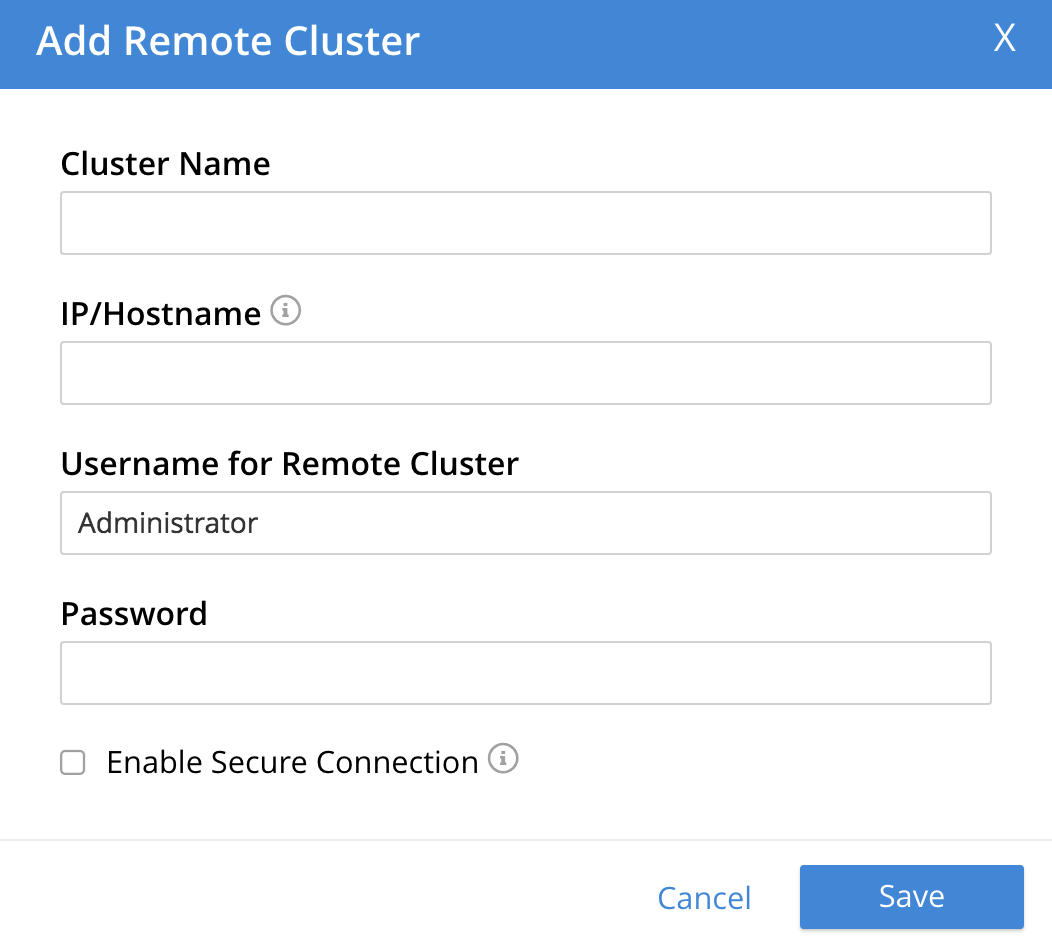 xdcr add remote cluster dialog
