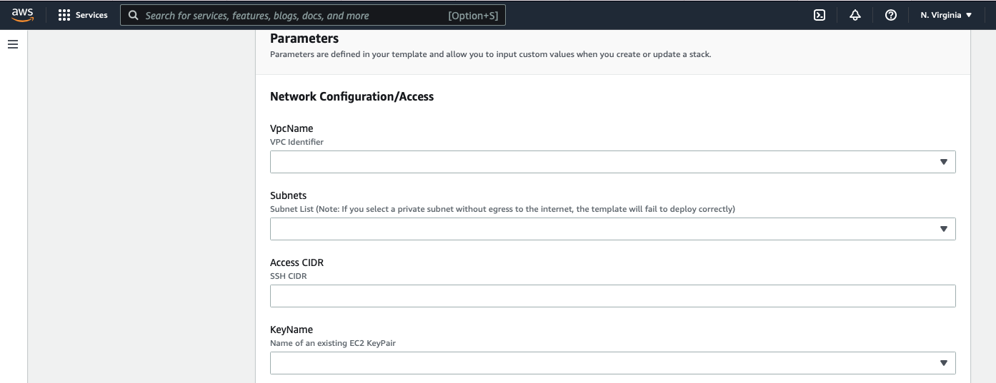 aws marketplace Sync Gateway Create Stack Parameters