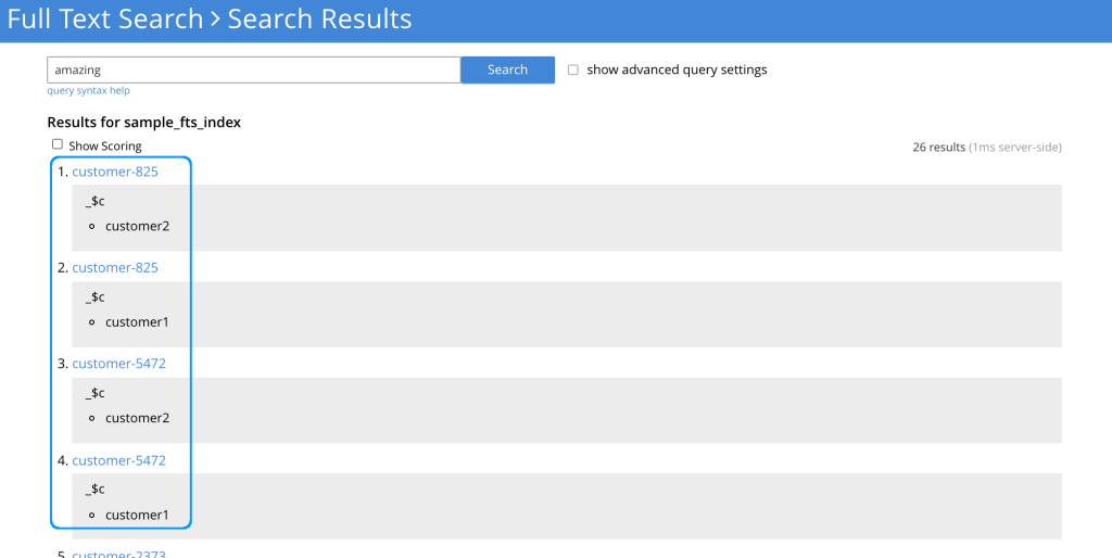 fts search response fields