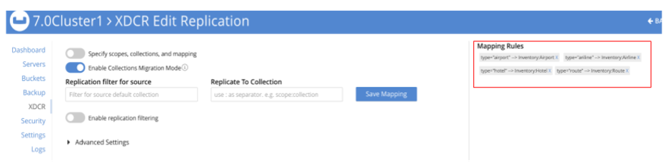 migration single bucket to multiple collections xdcr split 2