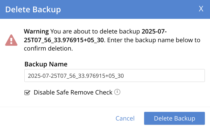 delete backup dialog