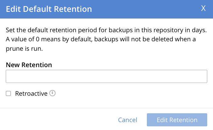 edit default retention