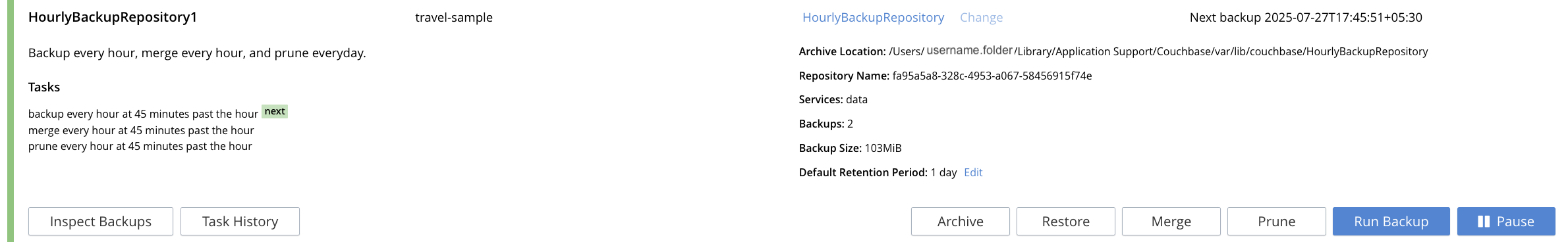 for retention inspect backups