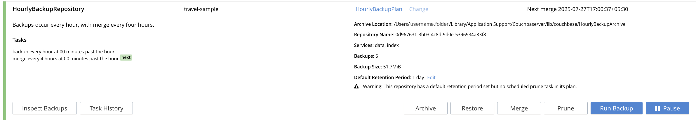 retention period with warning