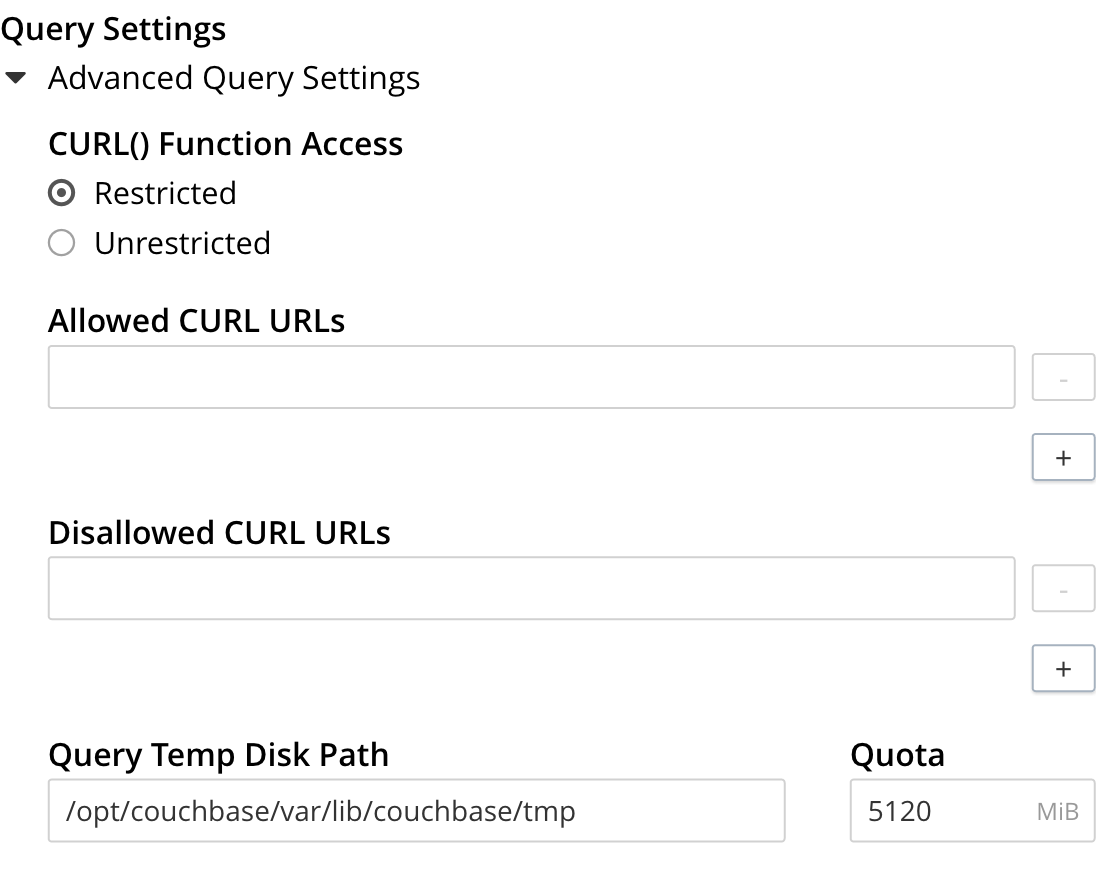 The top of the Advanced Query Settings