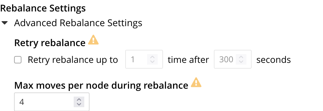 The Rebalance Settings panel