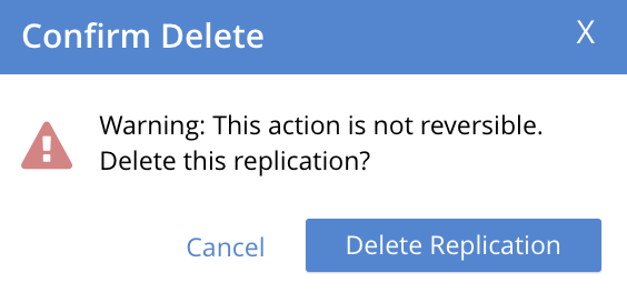 confirm deletion of replication