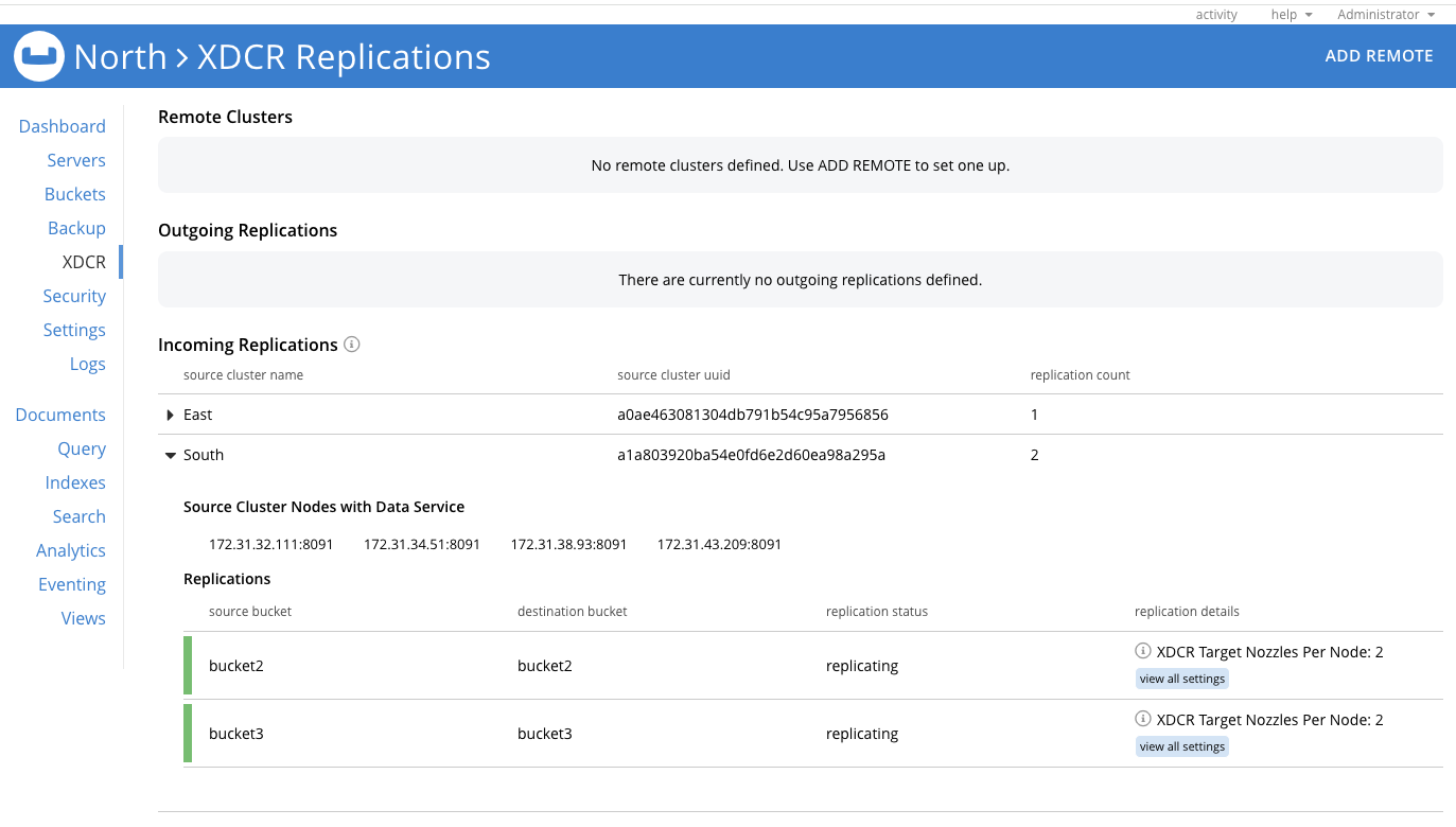 incoming replications on target