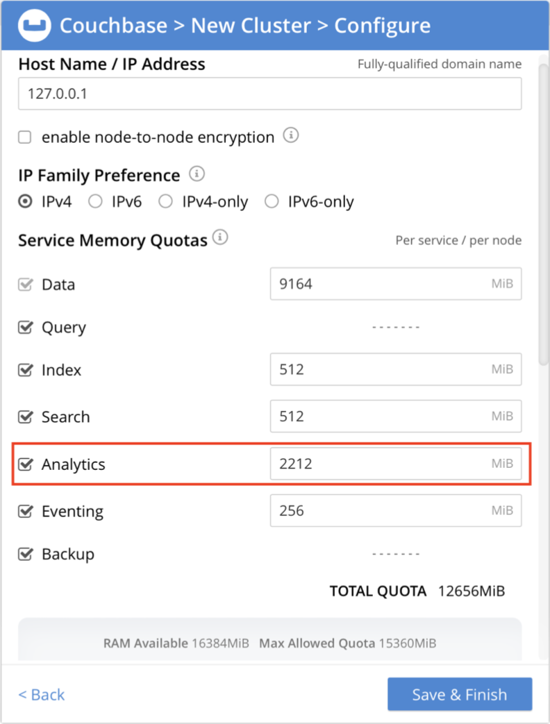 Enable Couchbase Analytics Service