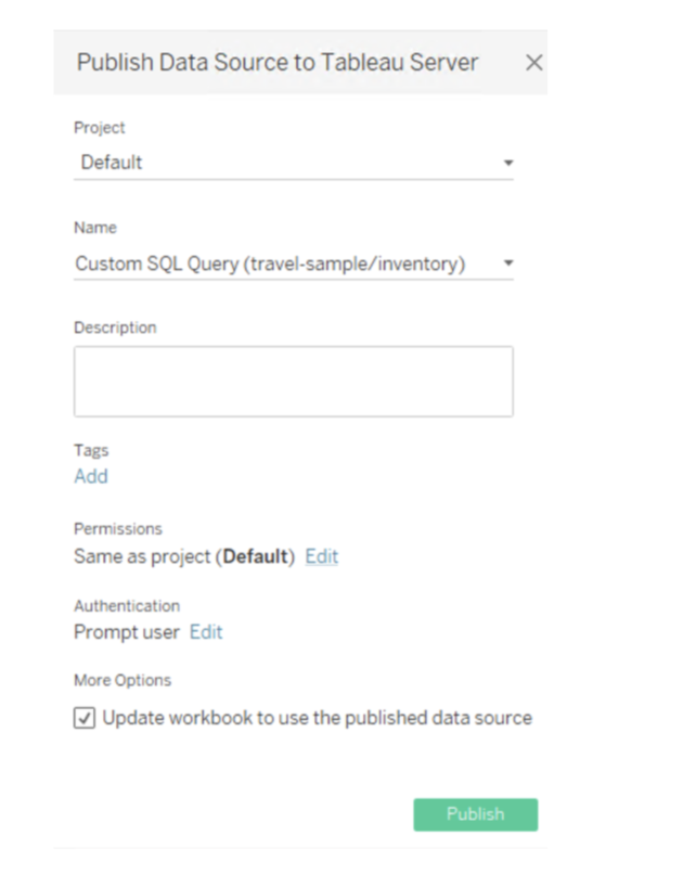 Publish Data Source Dialog