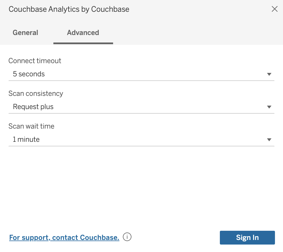 Tableau Connection Advanced Scan Consistency